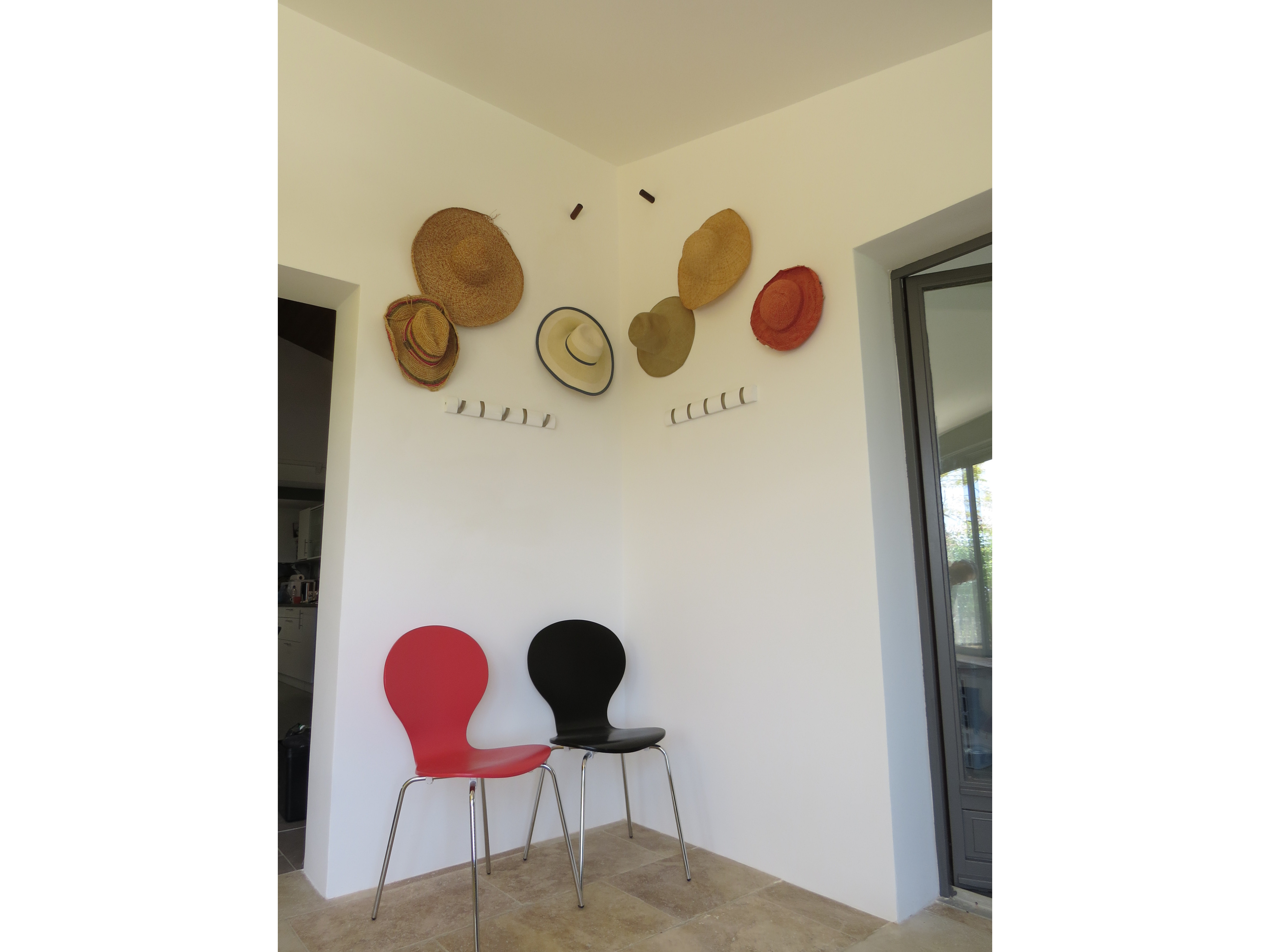 Hats in porch