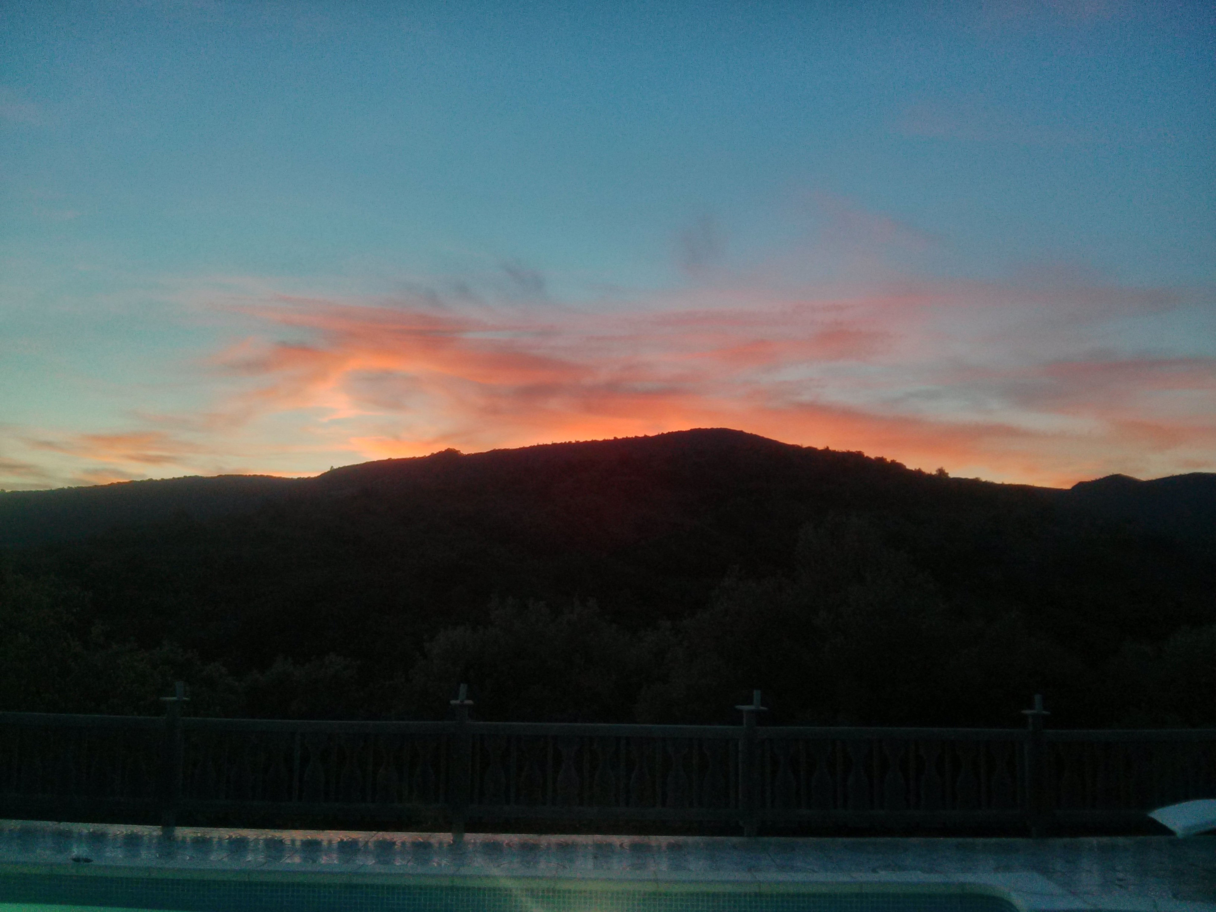 View from pool at night